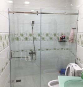 Phòng Tắm Kính Cửa Lùa Vách Ngang 180 Độ, Phụ Kiện Vvp Thái Lan